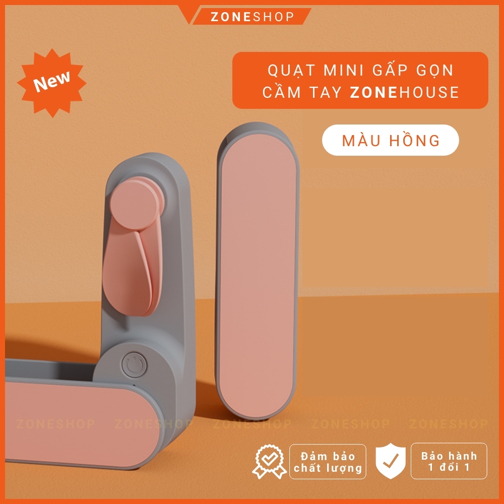 Quạt mini cầm tay gấp gọn sạc pin Xiaomi - ZoneHouse, 2 tốc độ gió, cổng USB, quạt cầm tay và để bàn tiện lợi [ZONESHOP]