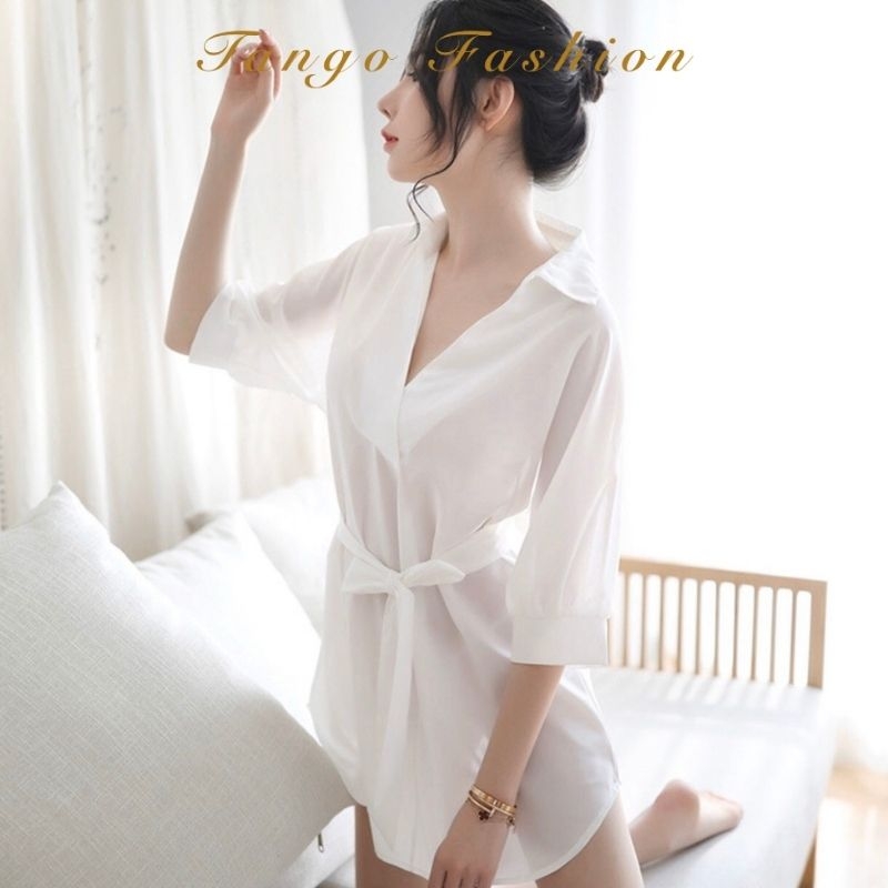[Chất Đẹp - Form Chuẩn] Áo sơ mi ngủ nữ cao cấp - váy ngủ đẹp dài quyến rũ, đồ mặc nhà gợi cảm [TANGO FASHION]