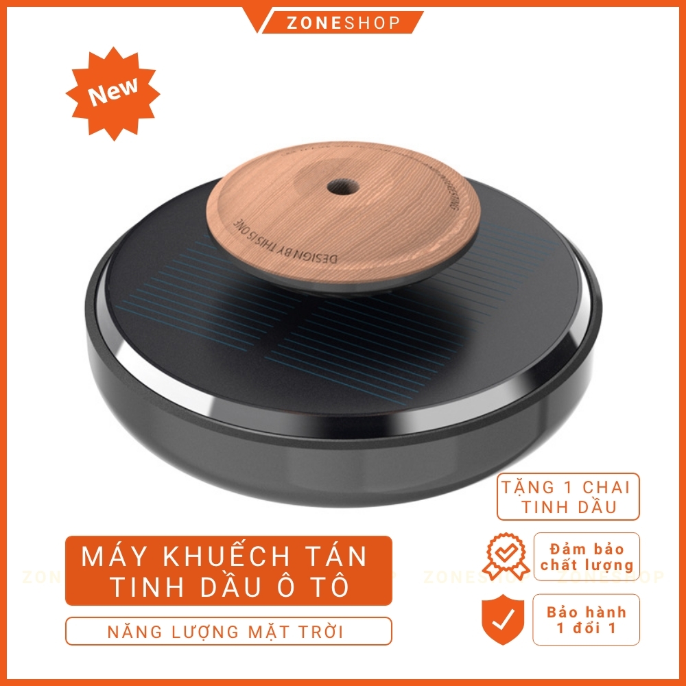 Máy khuếch tán tinh dầu nước hoa xe hơi gỗ xoay năng lượng mặt trời, khuếch tán hương thơm tự nhiên cao cấp Zone Shop