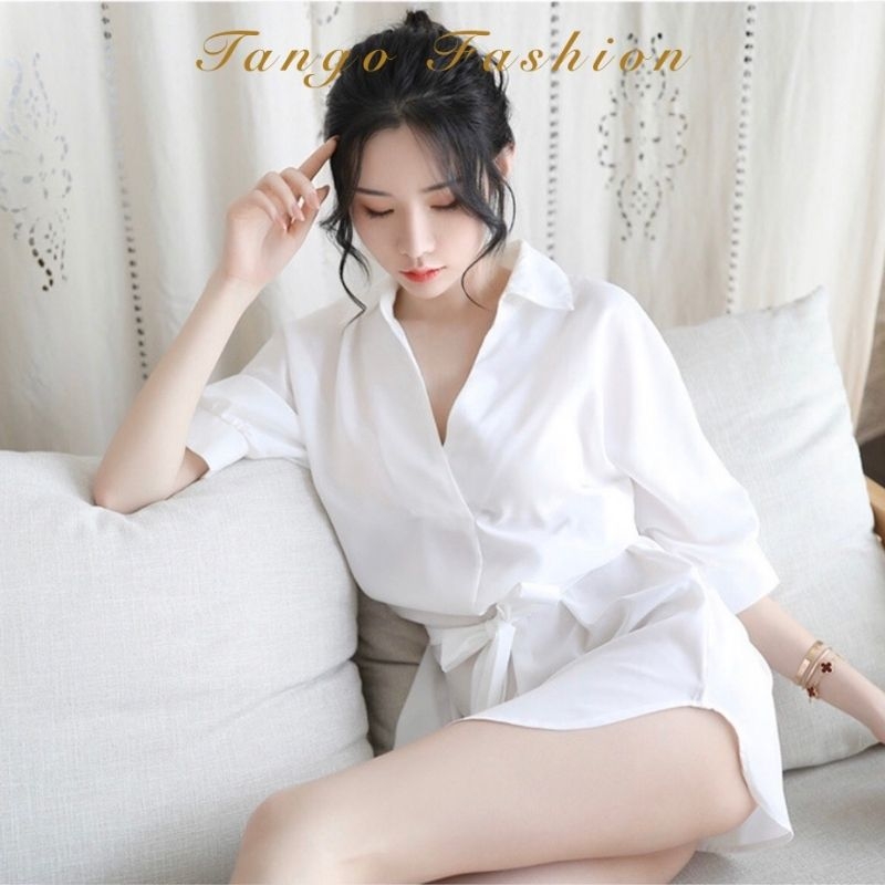 [Chất Đẹp - Form Chuẩn] Áo sơ mi ngủ nữ cao cấp - váy ngủ đẹp dài quyến rũ, đồ mặc nhà gợi cảm [TANGO FASHION]