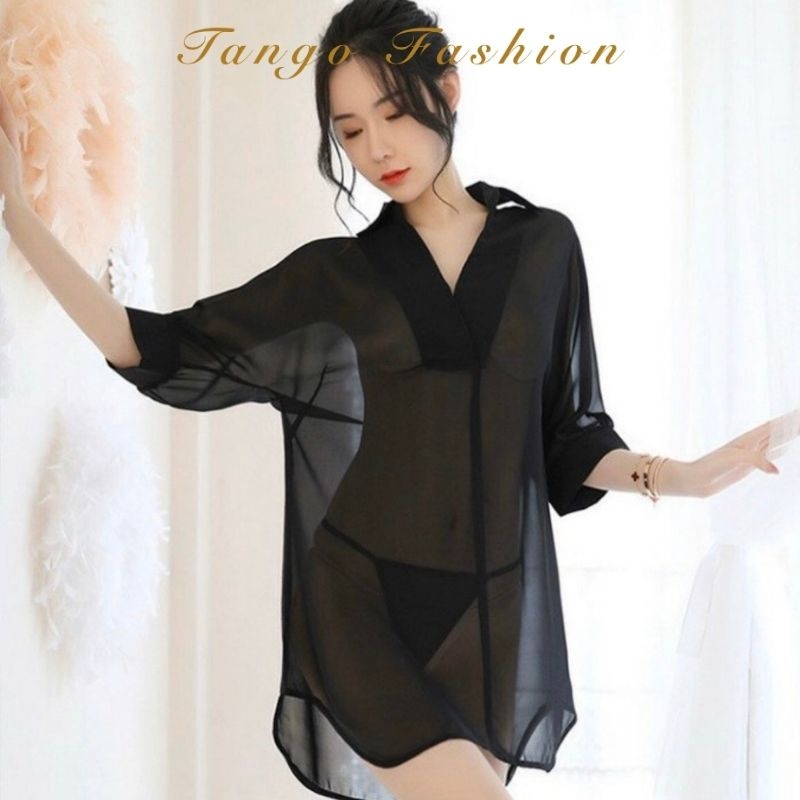 [Chất Đẹp - Form Chuẩn] Áo sơ mi ngủ nữ cao cấp - váy ngủ đẹp dài quyến rũ, đồ mặc nhà gợi cảm [TANGO FASHION]