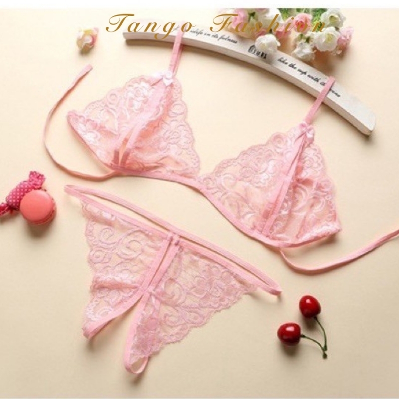 Đồ lót ren - bộ lót sexy quyến rũ gợi cảm dây, quần chip lọt khe hở đấy + áo lót ren siêu mỏng [TANGO FASHION]