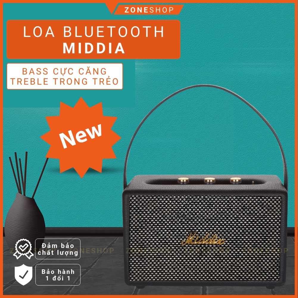 Loa Bluetooth MIDDIA Âm Thanh Sống Động Thiết Kế Bọc Da Kiểu Dáng Phong Cách ZONESHOP