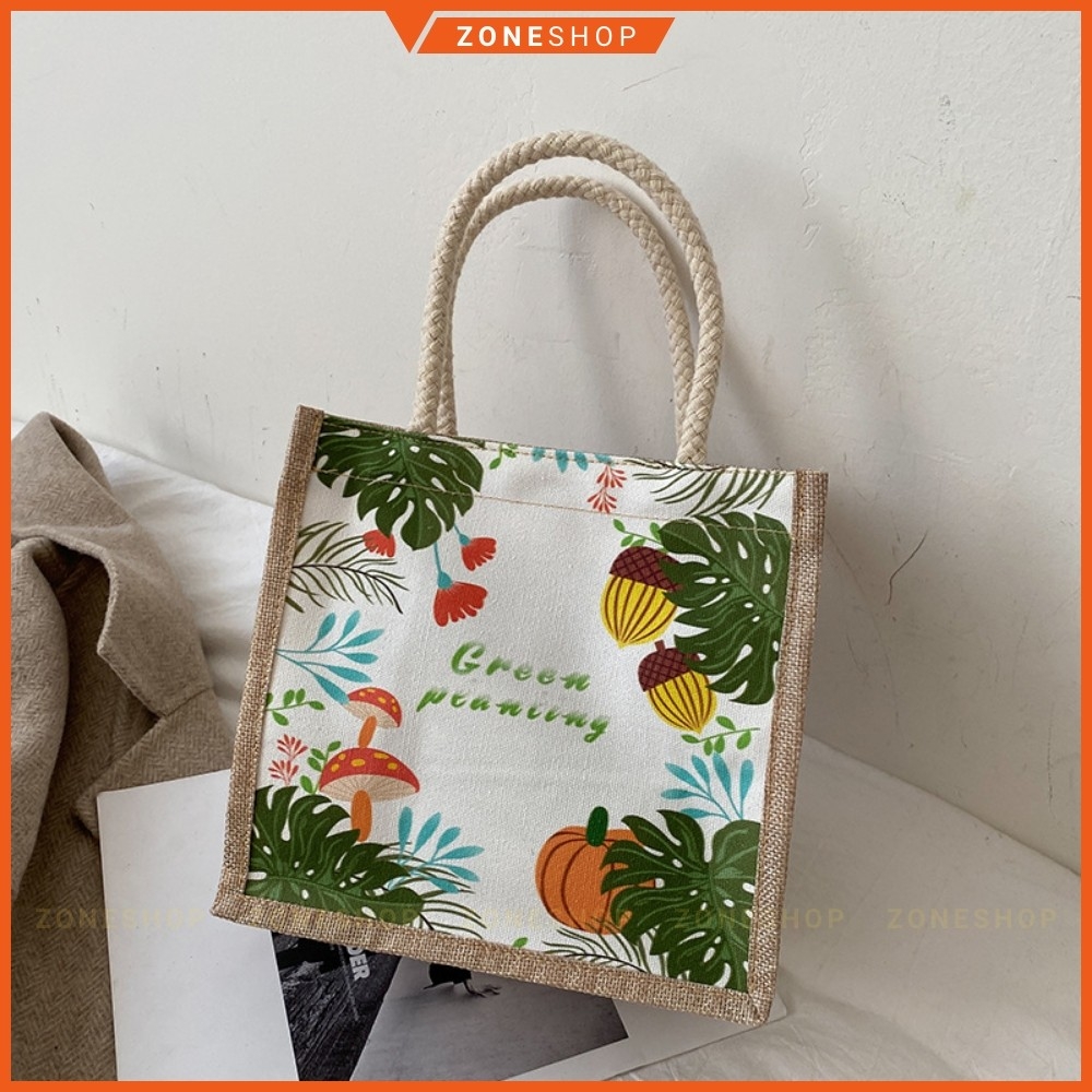 Túi cói mini hàng loại 1 GIÁ SỈ, có dây kéo, móc xách chắc chắn, nhiều mẫu mã, hoạ tiết [ZONESHOP]
