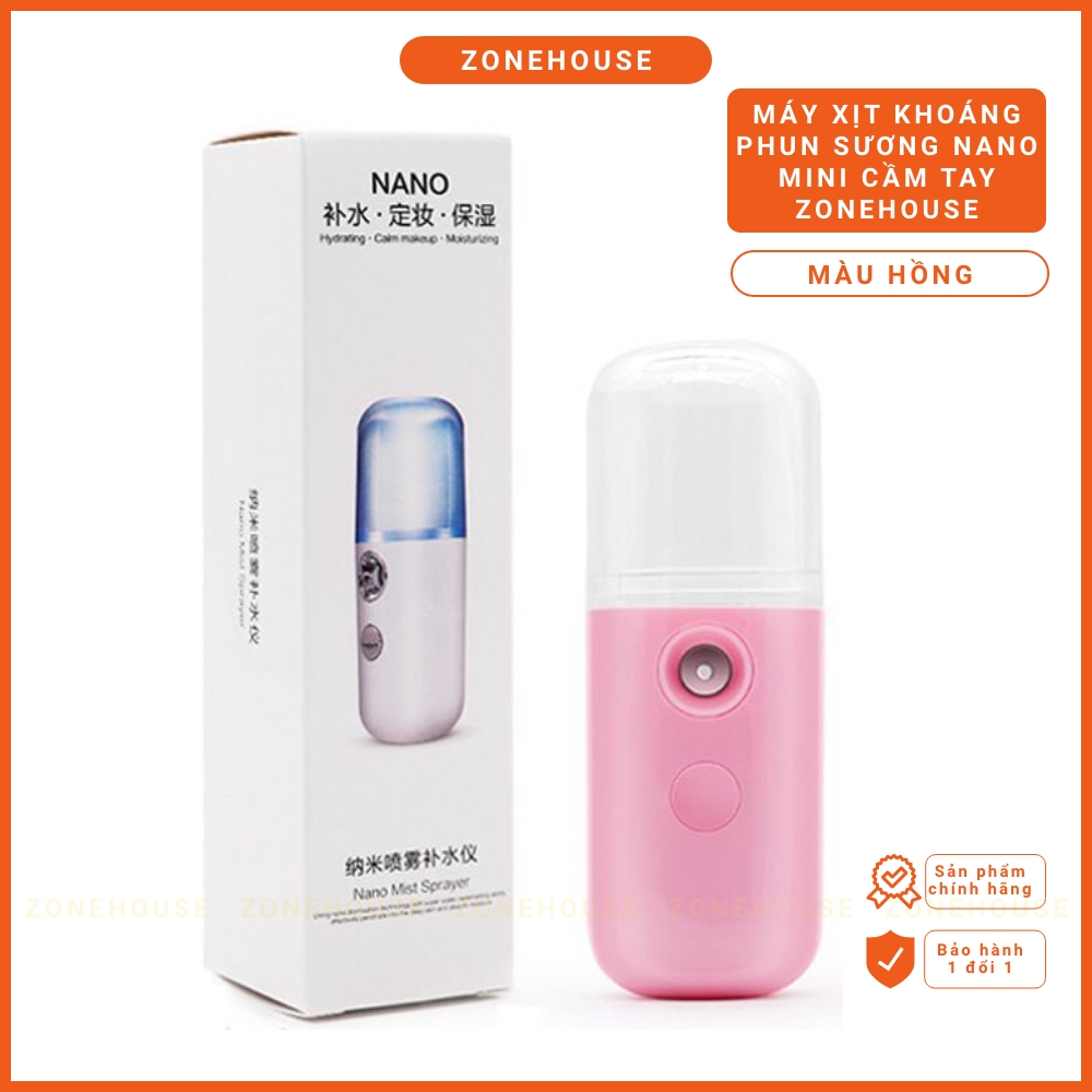 Máy Xịt Khoáng Phun Sương Tạo Ẩm Nano Mini Cầm Tay ZONEHOUSE, Chăm Sóc Da, tạo ẩm cho da, chính hãng
