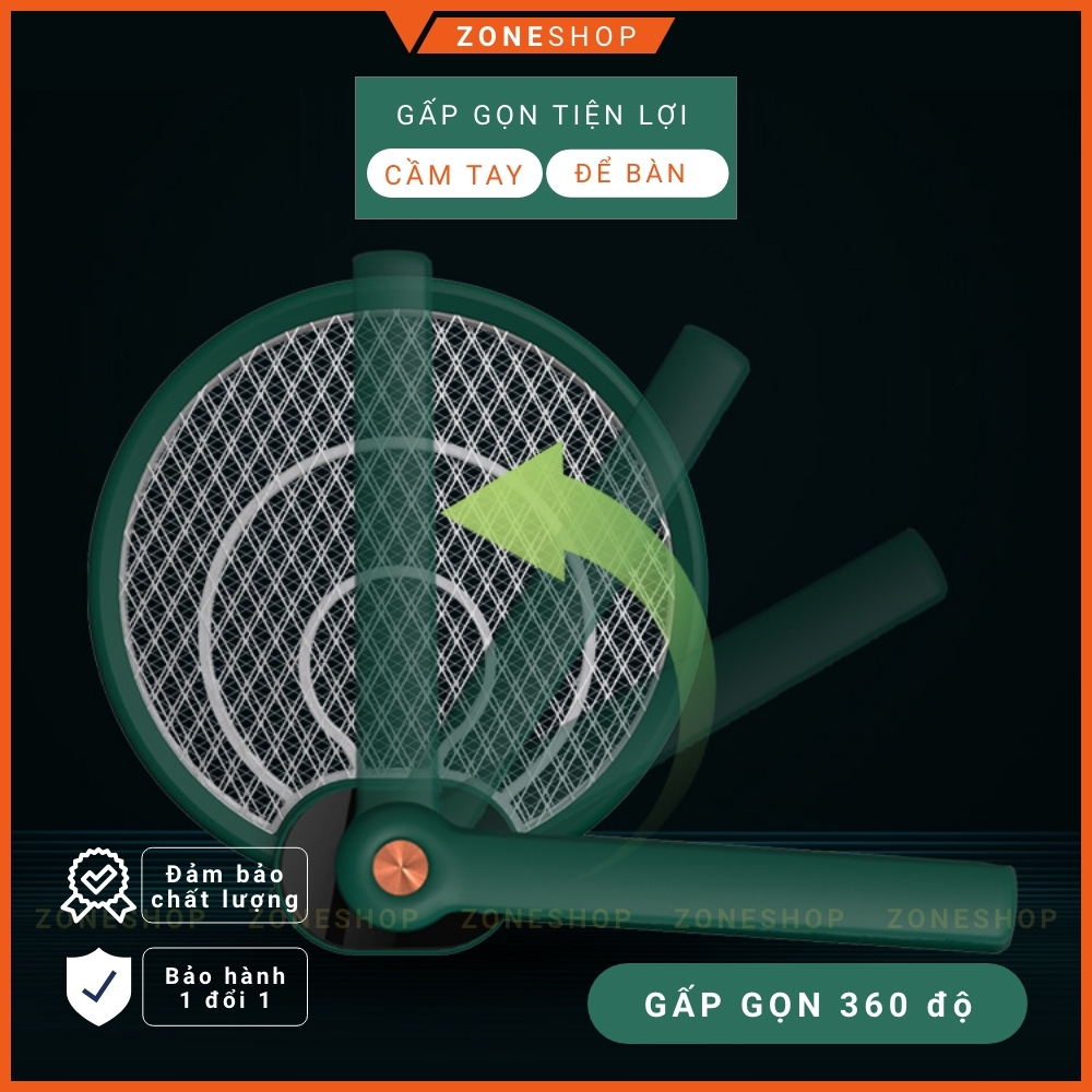 Vợt muỗi để bàn ZONEHOUSE tiện lợi, tự động kiêm đèn bắt muỗi 2 in 1, sạc tích điện, đèn bắt muỗi thông minh  [ZONESHOP]
