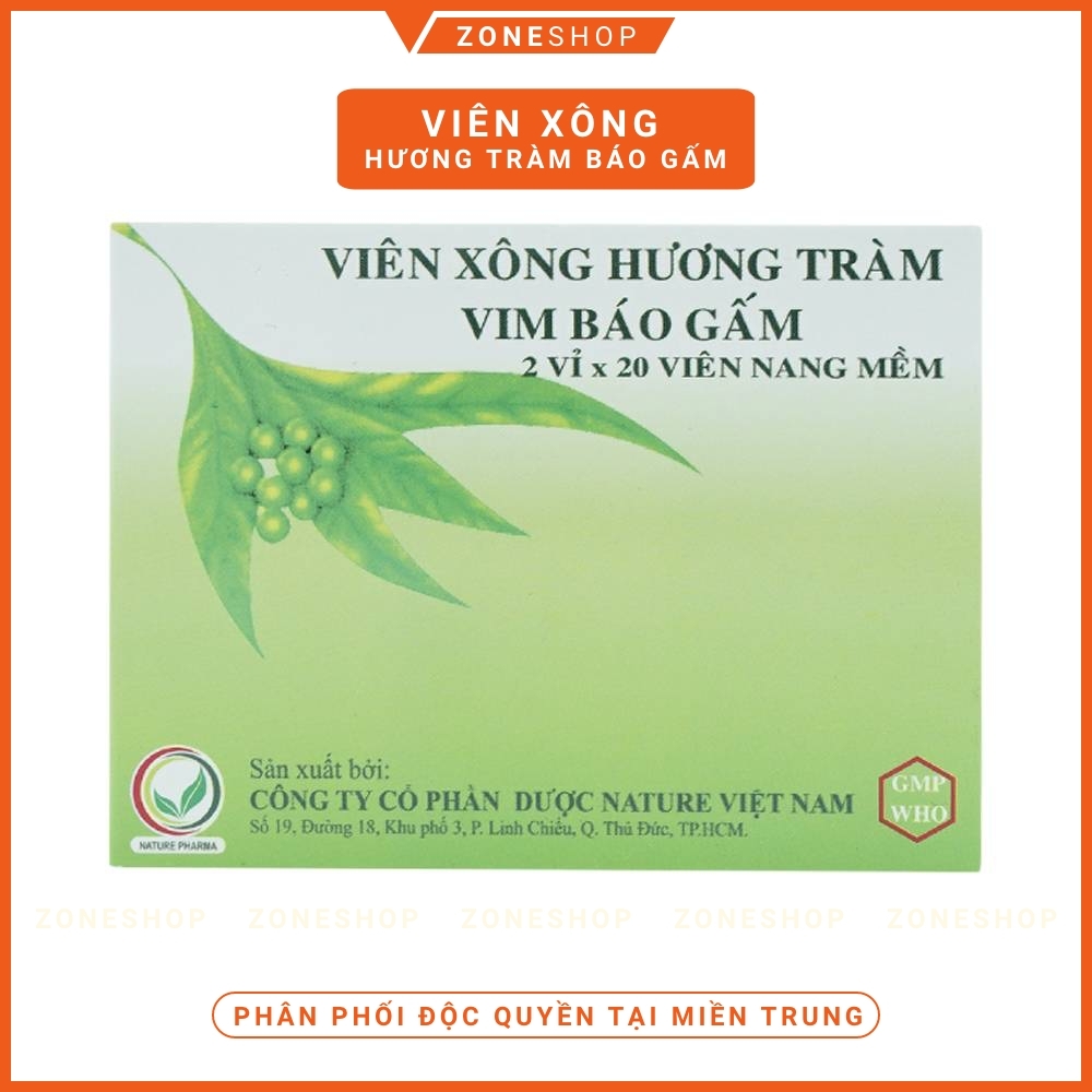 Viên Xông Hương Tràm Vim Báo Gấm, Xông mũi họng cảm cúm (Hàng chính hãng) Hộp 2 vỉ x 20 viên [ZONESHOP]
