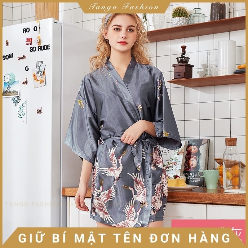 Áo choàng ngủ - lụa satin cao cấp, váy ngủ sexy, đầm mặc nhà gợi cảm quyến rũ + tặng bộ đồ lót siêu thấu [TANGO FASHION]