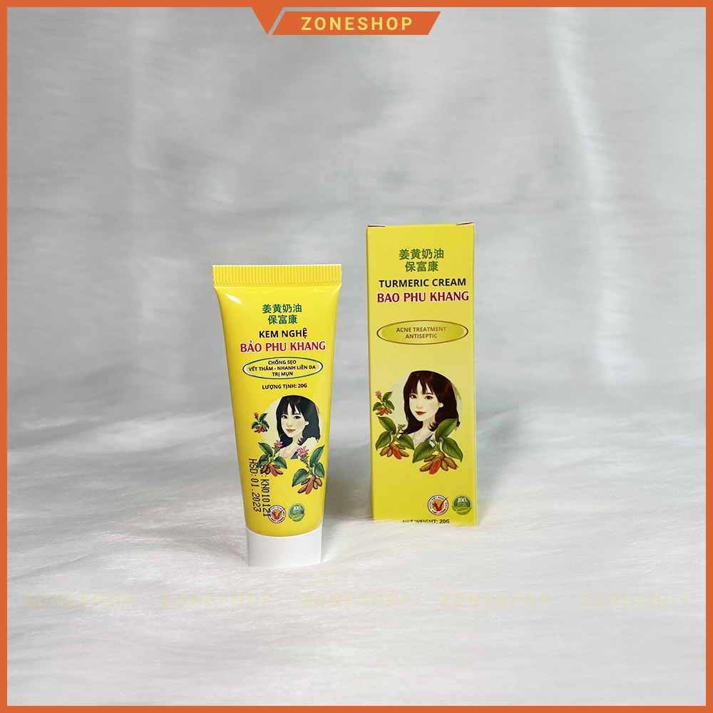 Kem nghệ giảm mụn, mịn da, trắng hồng - Kem Tinh Nghệ Bảo Phu Khang, ngừa mụn tự nhiên [ZONESHOP]