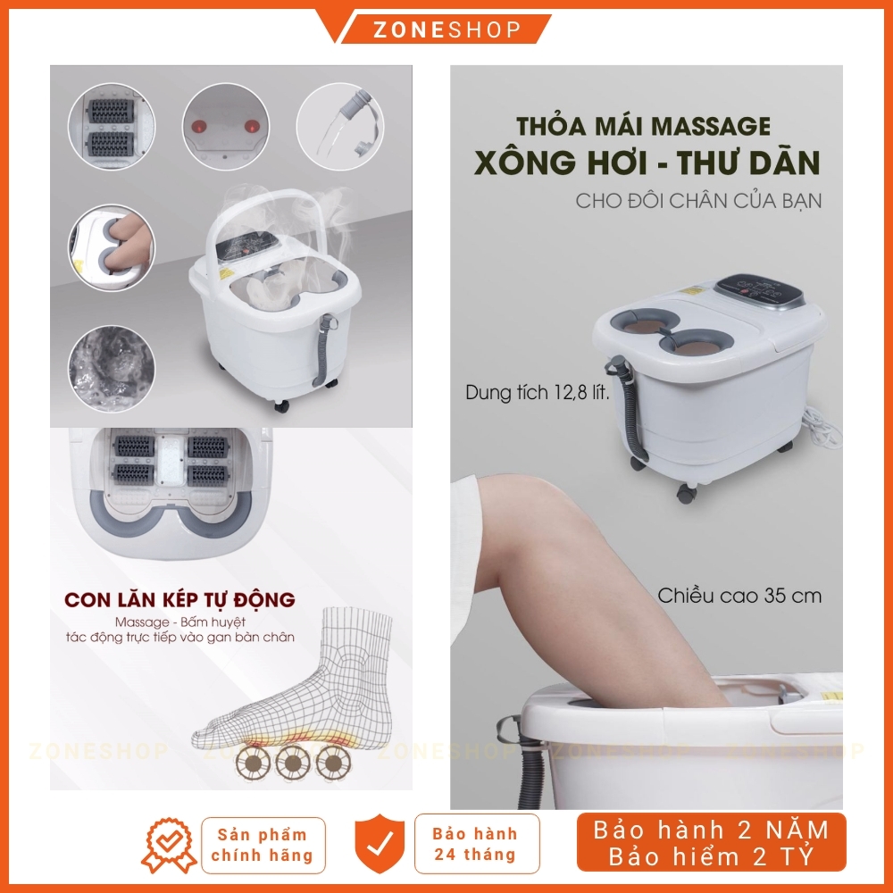 Máy Ngâm Massage Chân SereneLife SL12 ZoneHouse, bồn ngâm chân thông minh, con lăn tự động, Bảo hiểm 2 tỷ [ZONESHOP]