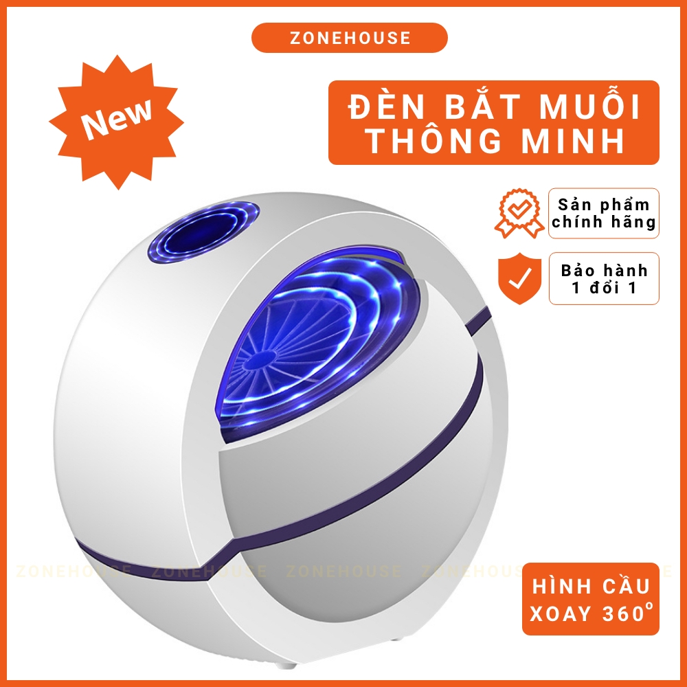 Đèn bắt muỗi hình quả cầu ZONEHOUSE, chất liệu cao cấp, xoay 360 độ, hiệu quả vượt trội, đèn bắt côn trùng