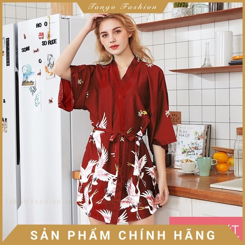 Áo choàng ngủ - lụa satin cao cấp, váy ngủ sexy, đầm mặc nhà gợi cảm quyến rũ + tặng bộ đồ lót siêu thấu [TANGO FASHION]