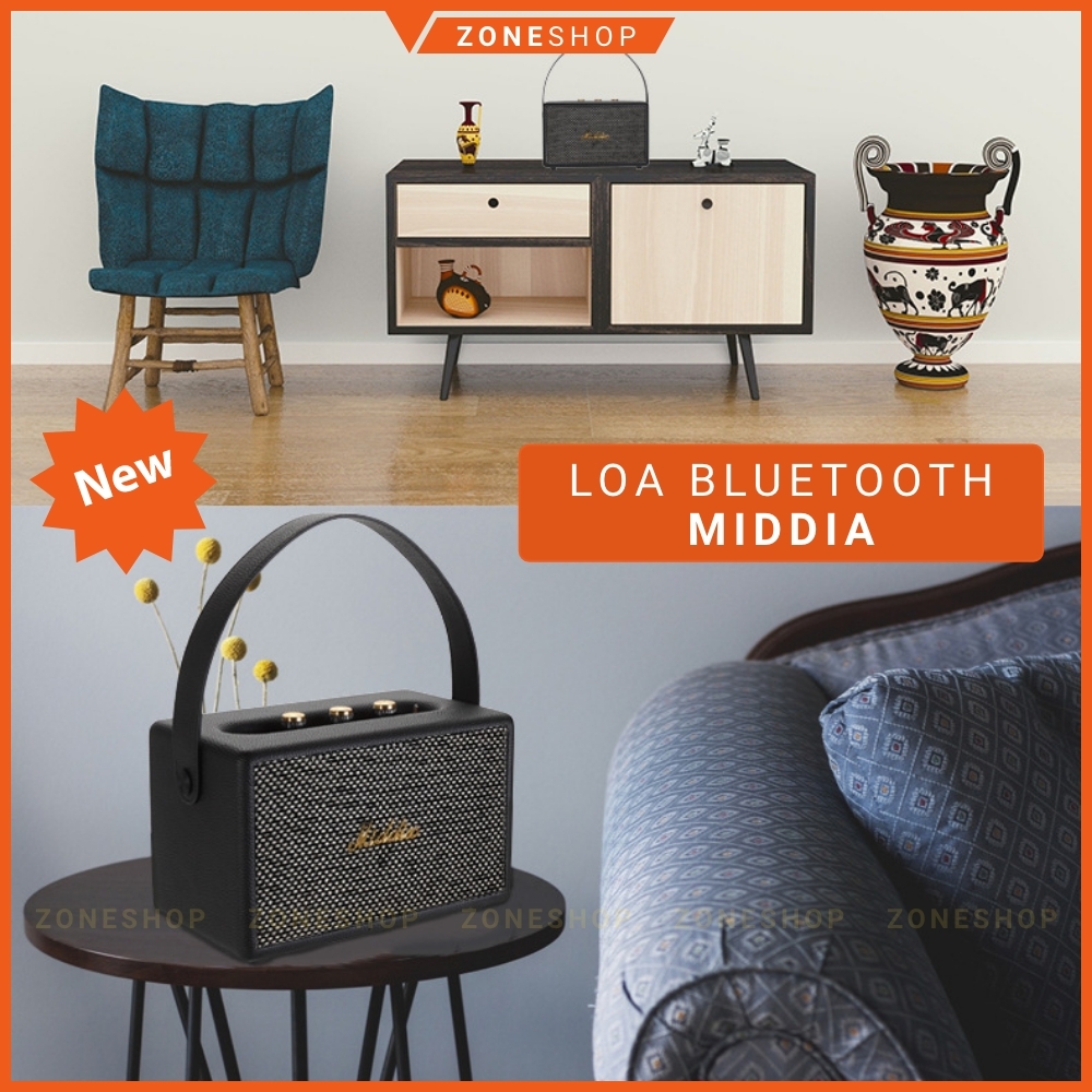 Loa Bluetooth MIDDIA Âm Thanh Sống Động Thiết Kế Bọc Da Kiểu Dáng Phong Cách ZONESHOP