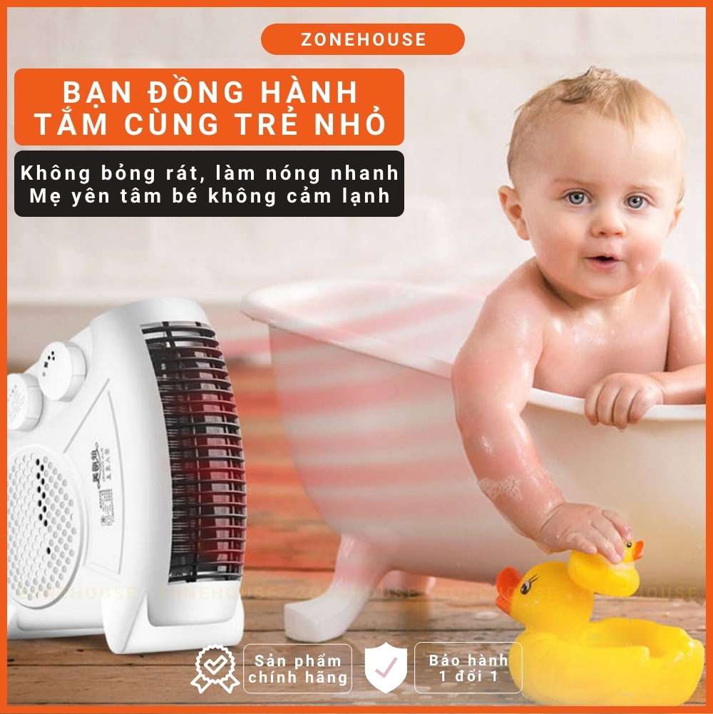 Quạt sưởi ấm ZoneHouse - HinBeauty, làm ấm nhanh, chống giật, chống bỏng, máy sưởi ấm mini cao cấp, chuyên dụng tắm bé