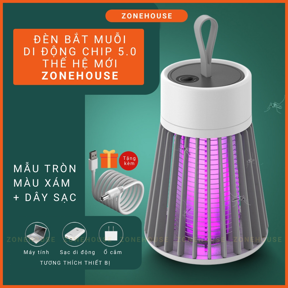 Đèn bắt muỗi thông minh Electric S thế hệ mới nhất - Đèn bắt muỗi di động + kèm dây sạc, máy bắt muỗi ZONEHOUSE