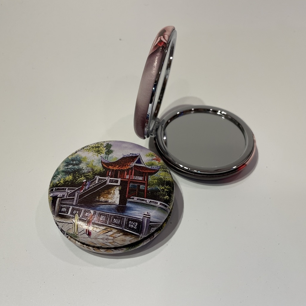 Gương nhũ mini soi được 2 mặt - Gương trang điểm cầm tay mini hình em bé ngộ nghĩnh, gương soi bỏ túi