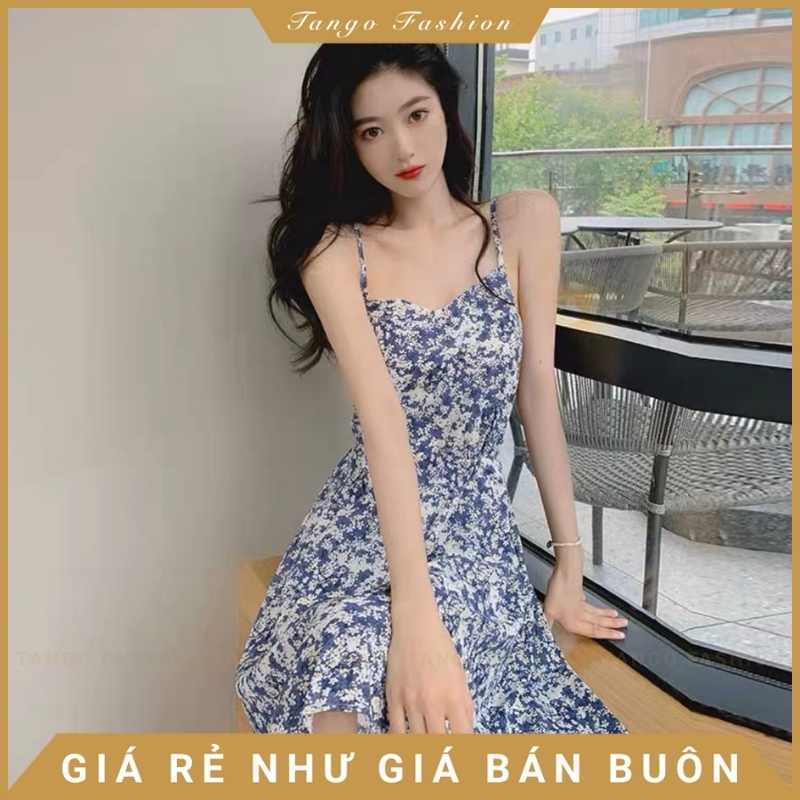 Váy hai dây nữ hoa nhí hàng quảng châu, chất thun co giãn 4 chiều, kiểu dáng suông dễ thương [TANGO SHOP]