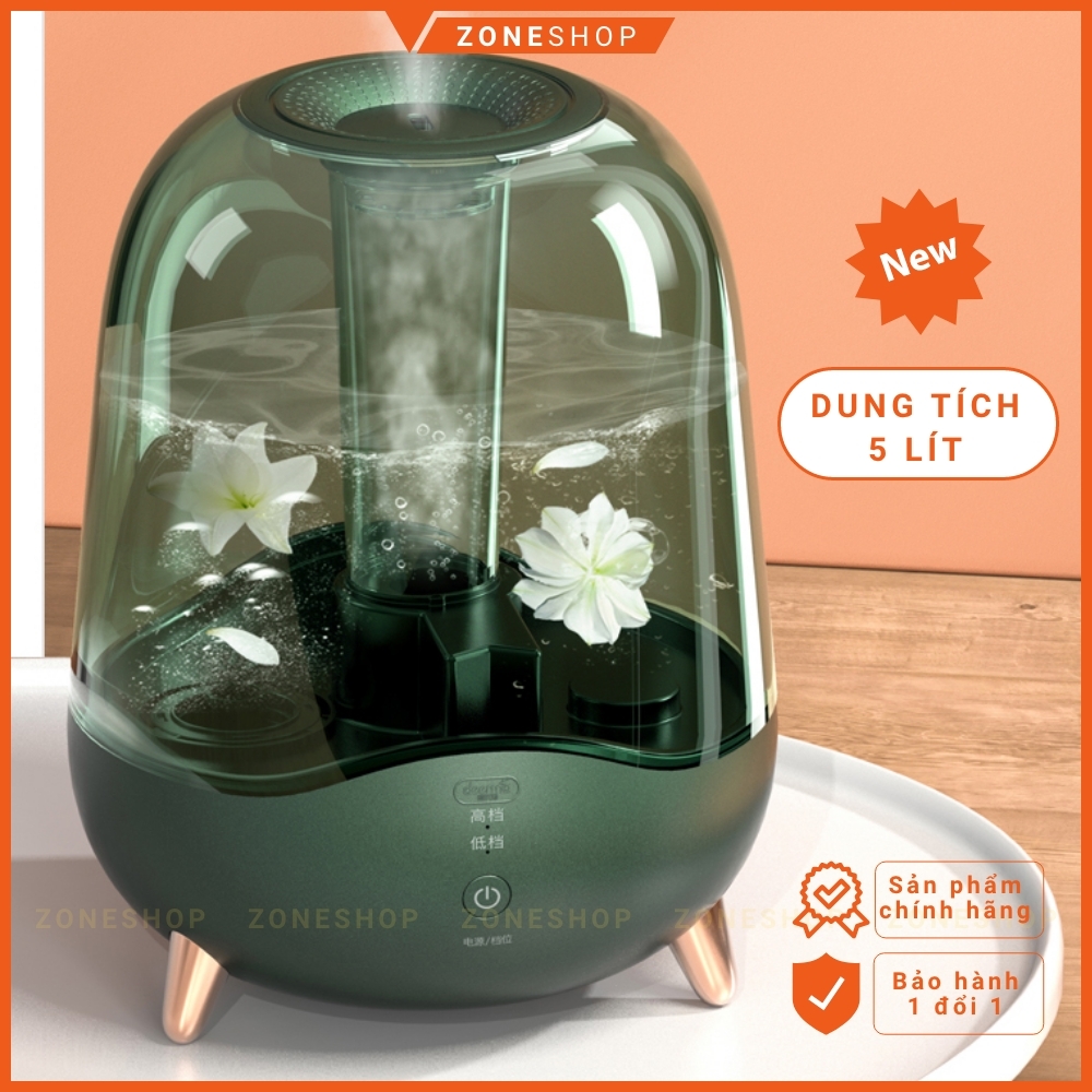 Máy phun sương tạo ẩm cao cấp ZONEHOUSE DEERMA dung tích 5 lít - màng lọc ion phun sương nano [ZONESHOP]