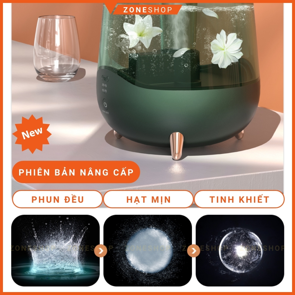 Máy phun sương tạo ẩm cao cấp ZONEHOUSE DEERMA dung tích 5 lít - màng lọc ion phun sương nano [ZONESHOP]