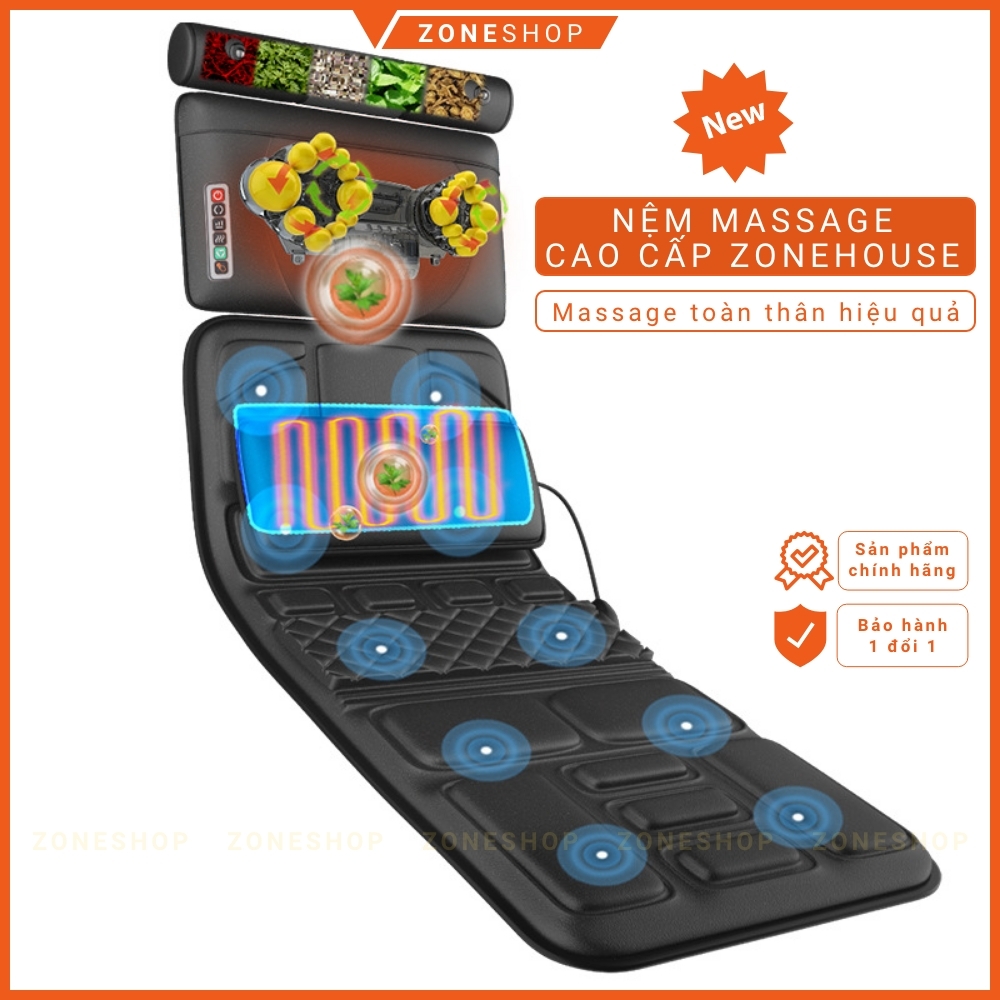 Nệm massage toàn thân công nghệ Nhật Bản ZONEHOUSE, đệm massage đa điểm toàn thân, đầu, vai, cổ, lưng, chân [ZONESHOP]