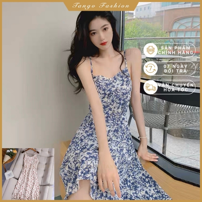 Váy hai dây nữ hoa nhí hàng quảng châu, chất thun co giãn 4 chiều, kiểu dáng suông dễ thương [TANGO SHOP]