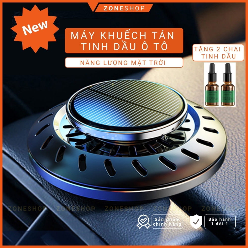 Máy khuếch tán tinh dầu nước hoa xe ô tô năng lượng mặt trời ZONEHOUSE, kiểu UFO, máy xoay toả hương tinh dầu [ZONESHOP]