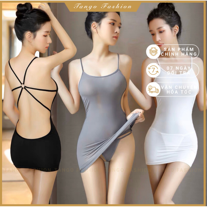 Váy ngủ sexy, Đầm ngủ body ngợi cảm co giãn 4 chiều hở lưng cách điệu, váy thun nữ mặc nhà [TANGO FASHION]
