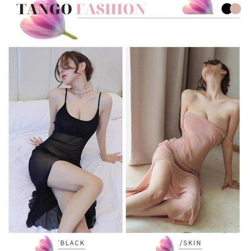 Đầm ngủ hai dây, váy ngủ sexy chất voan mềm mịn hàng Quảng Châu cao cấp, tặng quần chip lọt khe [TANGO FASHION]