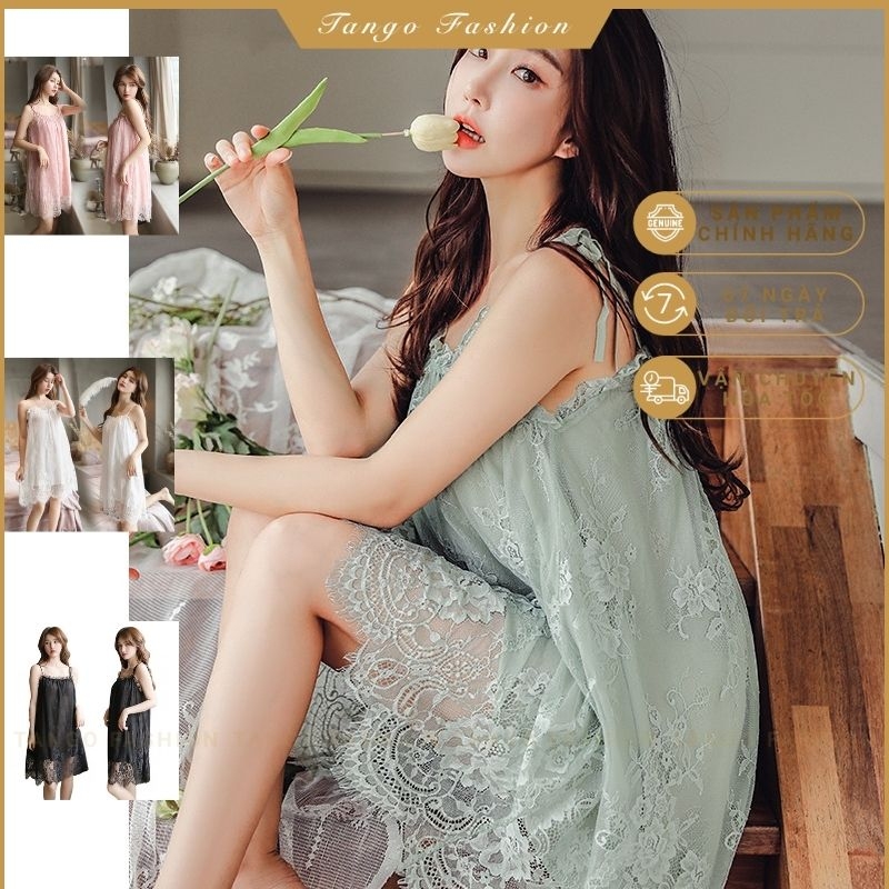 Đầm Ngủ Sexy - Váy Ngủ Ren Voan Ren Công Chúa 2 Lớp Cao Mềm Mát Mịn Quyến Rũ (Tặng ngay 1 quần lót lọt khe)