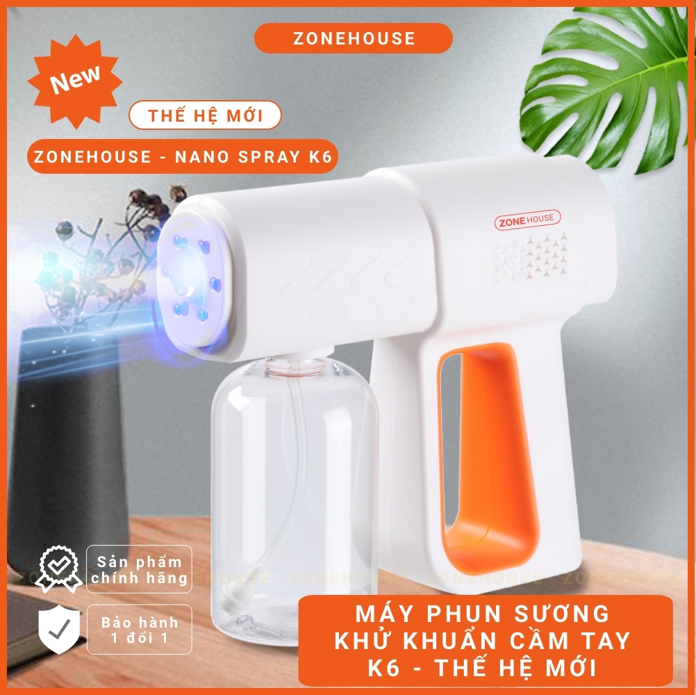 Máy Phun Xịt Khử Khuẩn Cầm Tay ZONEHOUSE Mẫu Mới K6 Gọn Nhẹ, Khử Trùng Bằng Công Nghệ Tia UV Nano Cực Tím [ZONESHOP]