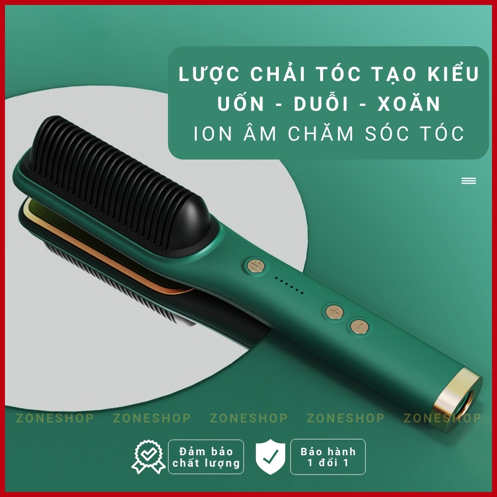 Lược Điện Chải Thẳng Tóc, Uốn Cụp Tóc Chuyên Nghiệp Tiện Lợi, Máy Uốn Tóc Siêu Tốc Hiện Đại Công Nghệ Hàn Quốc ION ÂM