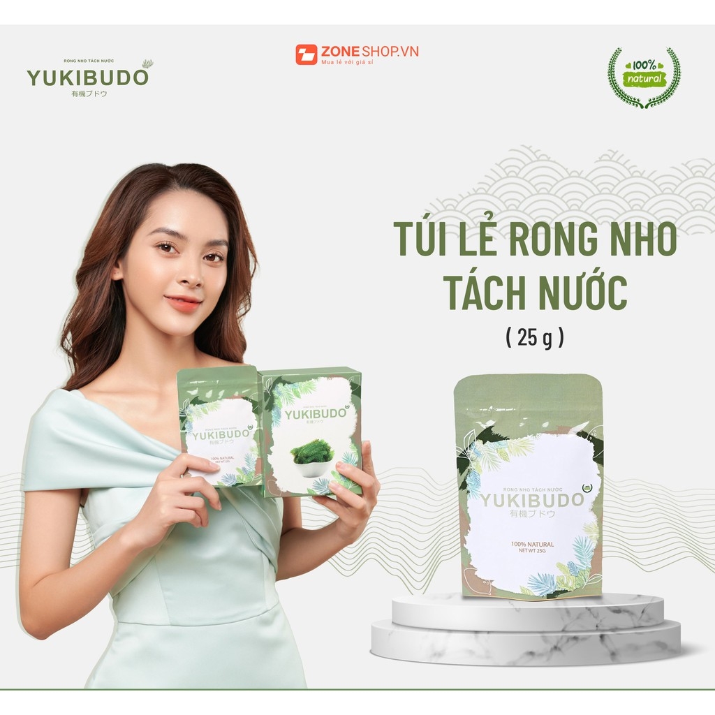 [CHÍNH HÃNG] Túi rong nho tách nước YUKIBUDO túi 25 g, rong nho tách nước Công nghệ Nhật Bản, hoàn toàn tự nhiên 100%